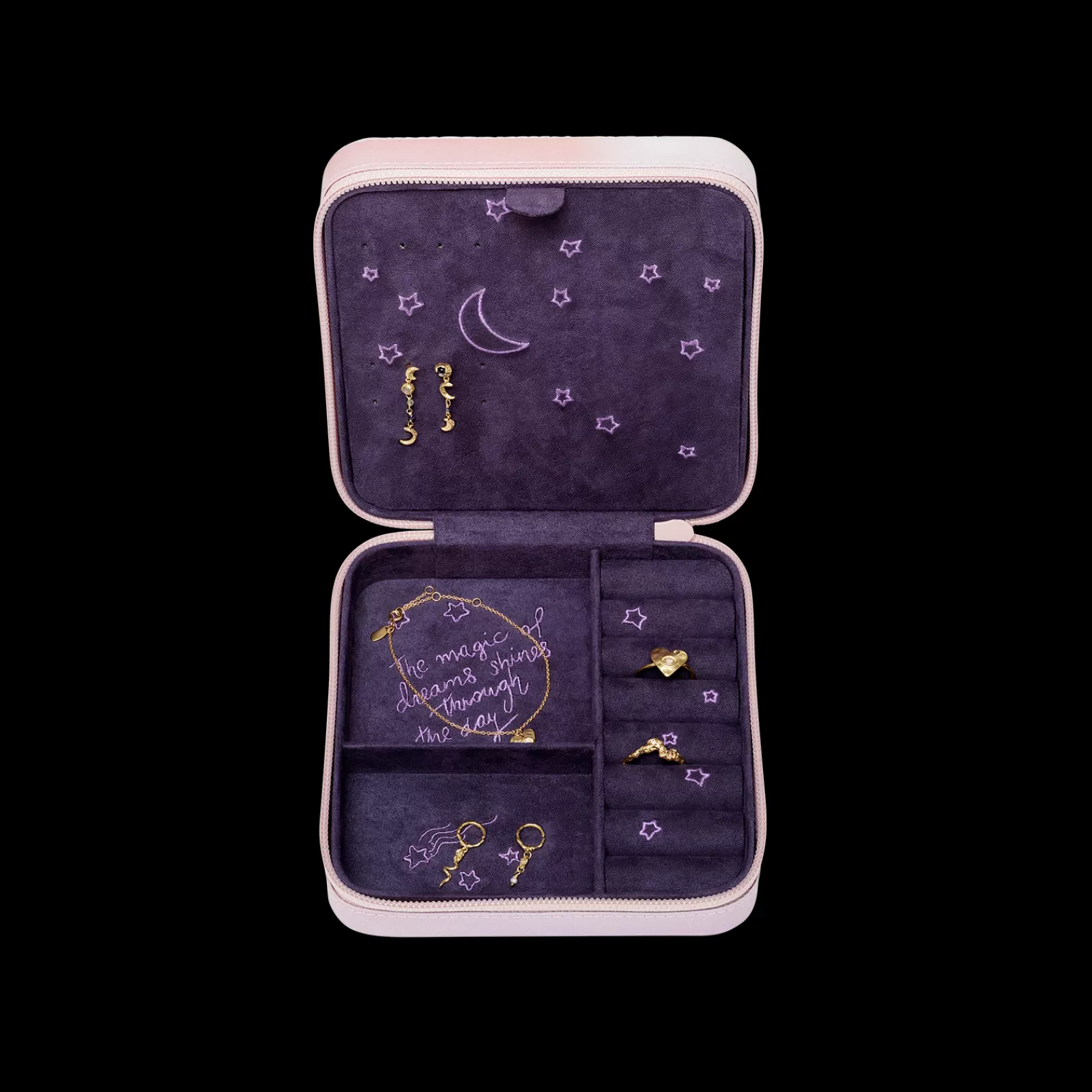 Maanesten Smykkeskrin Moon & Stars Rose